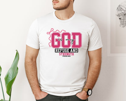 brand:Bella Canvas|color:White|God Psalm 461 Christian Scripture Graphic T-Shirt