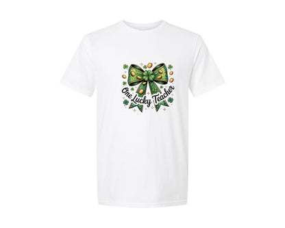 brand:Generic|color:White|One Lucky Teacher St Patricks Day 13 Graphic T-Shirt