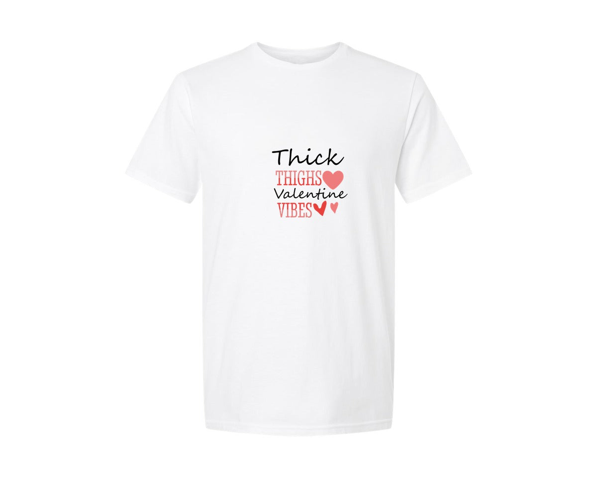brand:Generic|color:White|Thick Thighs Valentine Vibes Design 21 Graphic T-Shirt