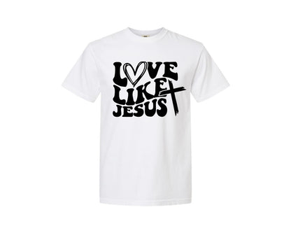 brand:Comfort Colors|color:White|Love Like Jesus Wavy 2 Graphic T-Shirt