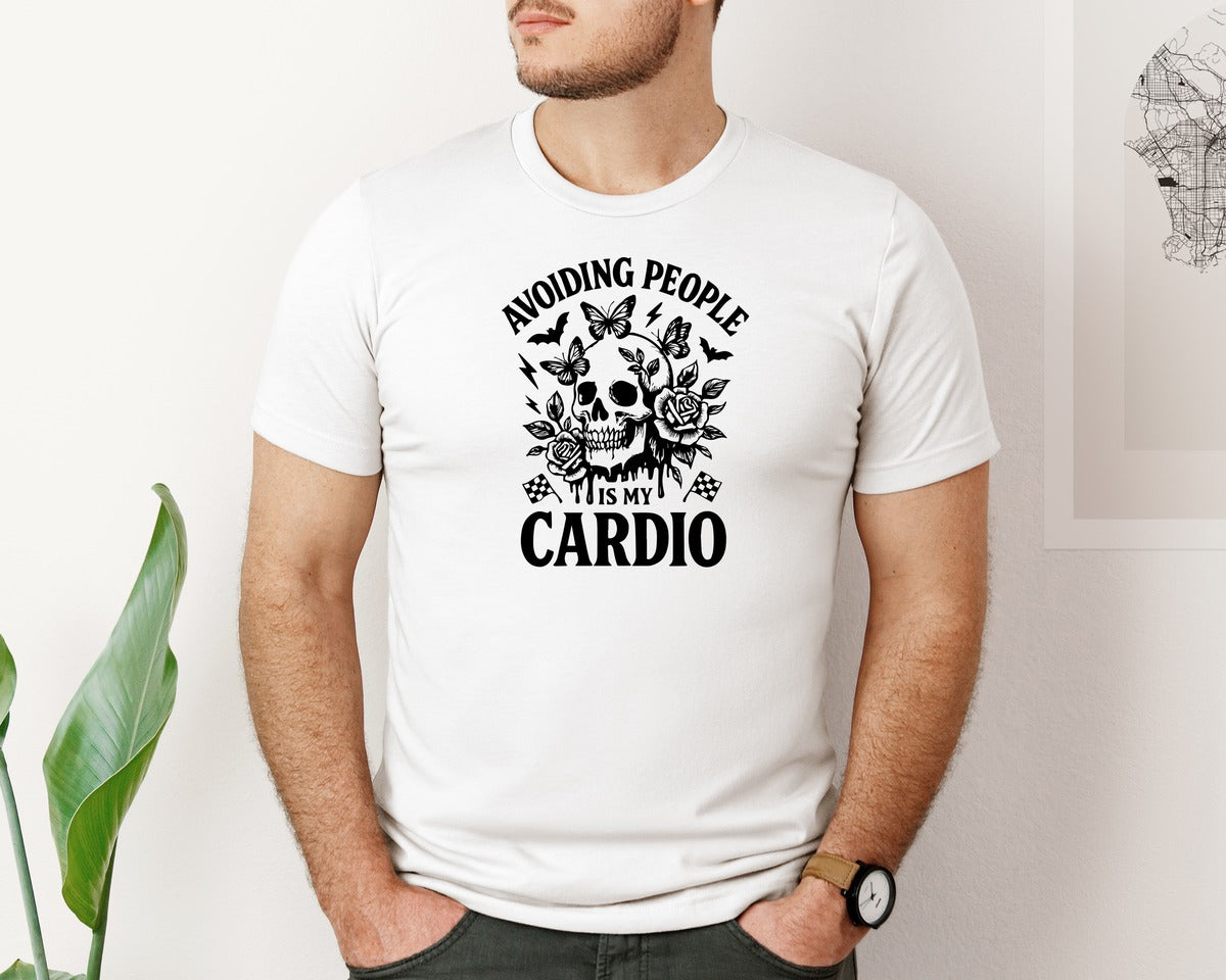 brand:Bella Canvas|color:White|Floral Skeleton Introvert Quotes 3 Graphic T-Shirt