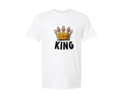 brand:Generic|color:White|Valentines Couple King Queen Quotes Graphic T-Shirt