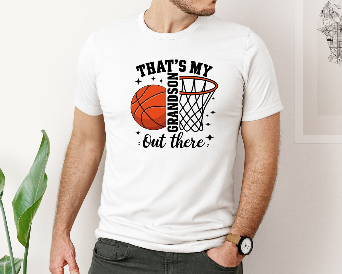 brand:Bella Canvas|color:White|Thats My Grandson Out There Basketball 4 Graphic T-Shirt