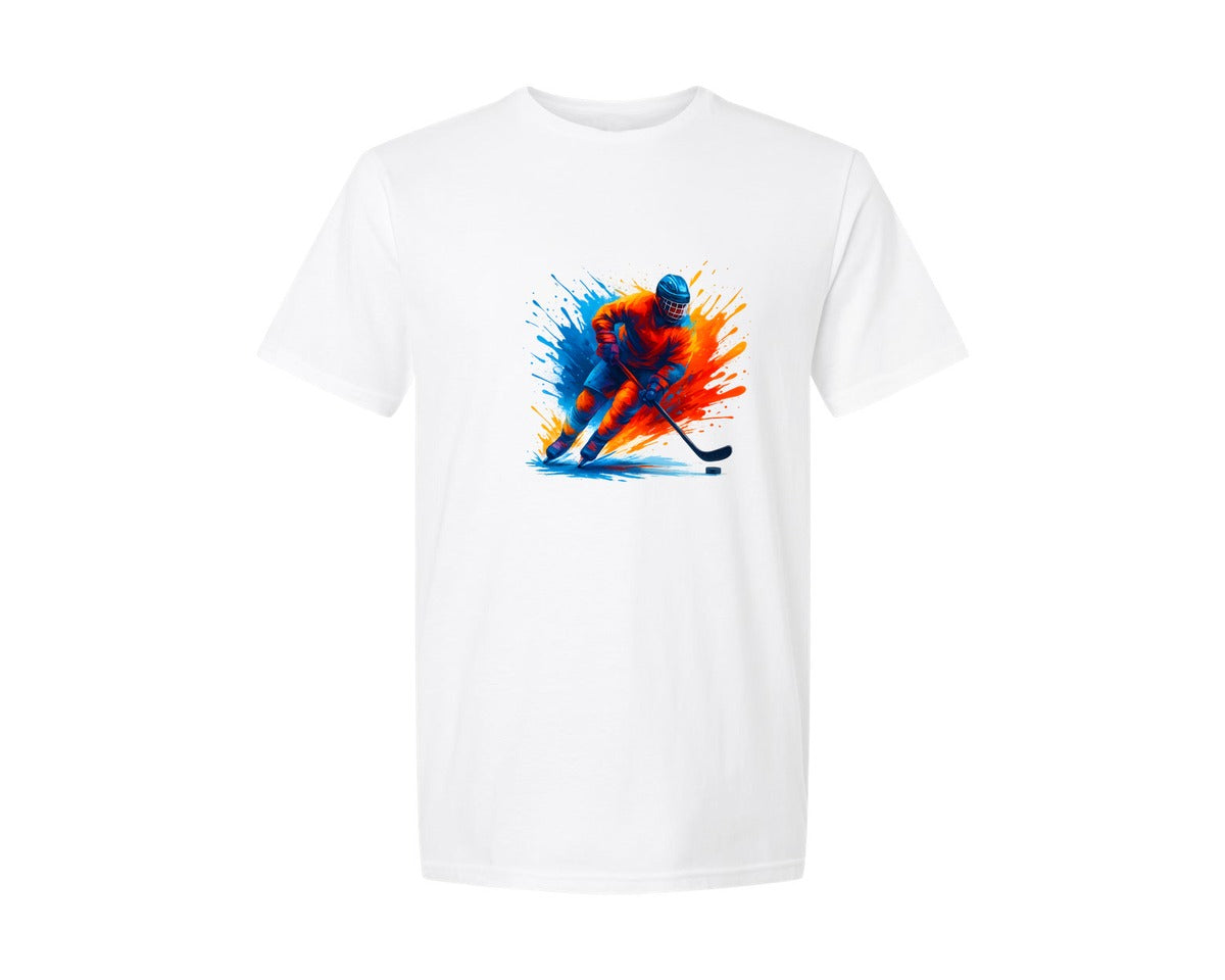 brand:Generic|color:White|Colorful Ice Hockey T Shirt Design Graphic T-Shirt