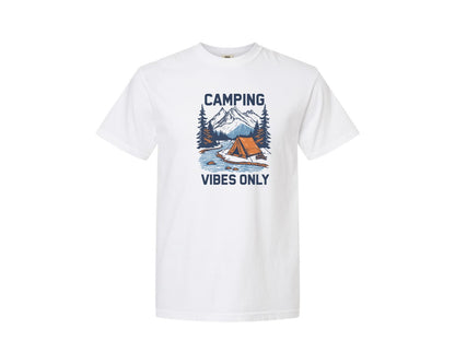 brand:Comfort Colors|color:White|Camping Vibes Only Outdoor Adventure Tee Graphic T-Shirt