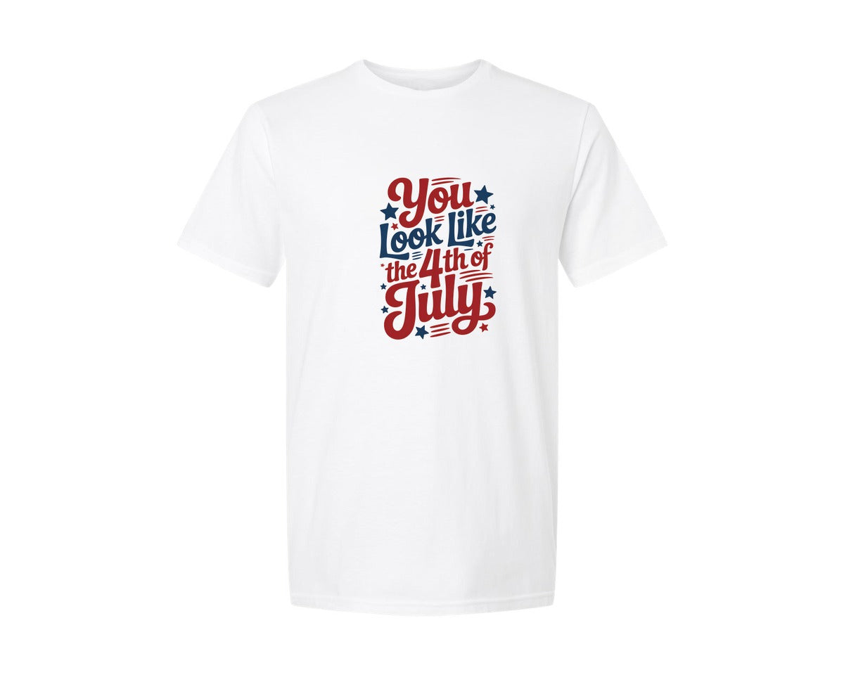 brand:Generic|color:White|You Look 4Th Of July Patriotic Graphic T-Shirt