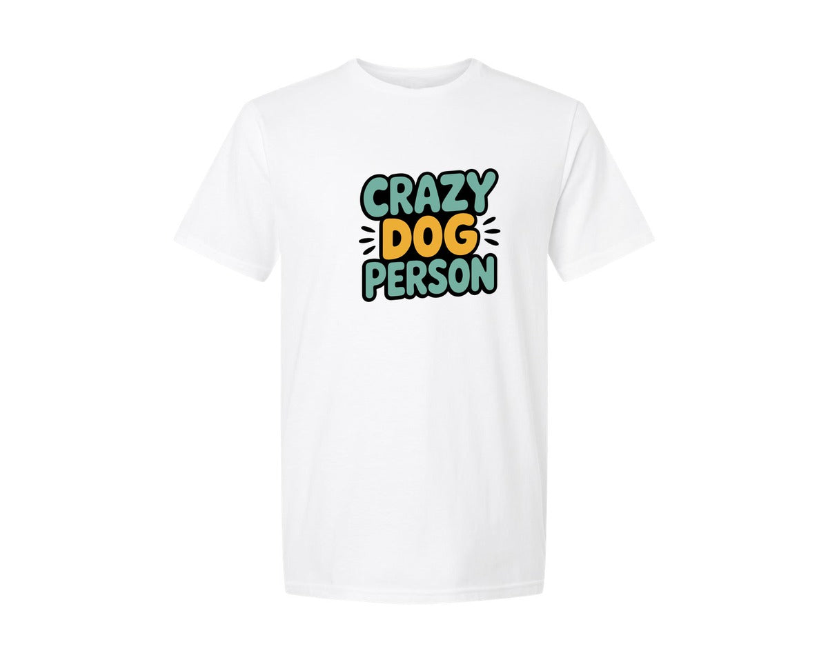 brand:Generic|color:White|Crazy Dog Person Typography T Shirt Graphic T-Shirt