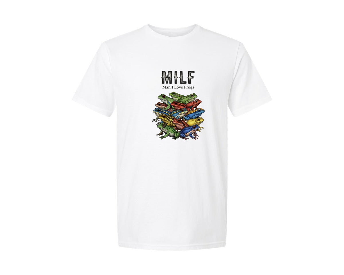 brand:Generic|color:White|Milf Man I Love Frogs Funny Frog Graphic T-Shirt