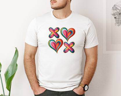 brand:Bella Canvas|color:White|Valentine Abstract Heart Valentines 2 Graphic T-Shirt
