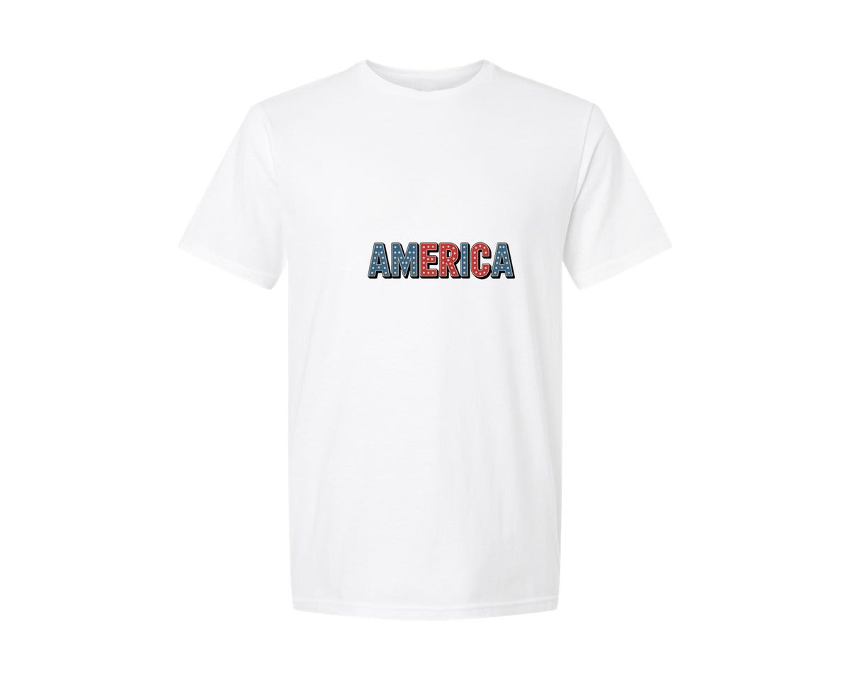 brand:Generic|color:White|America Retro Marquee De Graphic T-Shirt