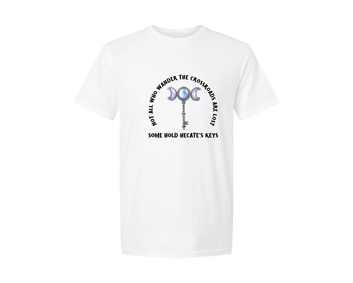 brand:Generic|color:White|Hecates Keys Moon Not All Who Wander Graphic T-Shirt