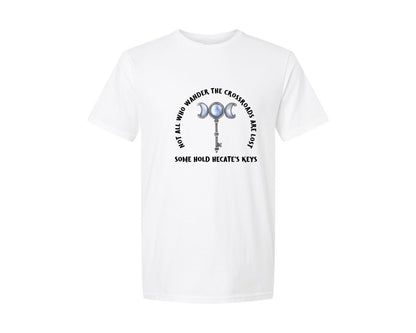 brand:Generic|color:White|Hecates Keys Moon Not All Who Wander Graphic T-Shirt