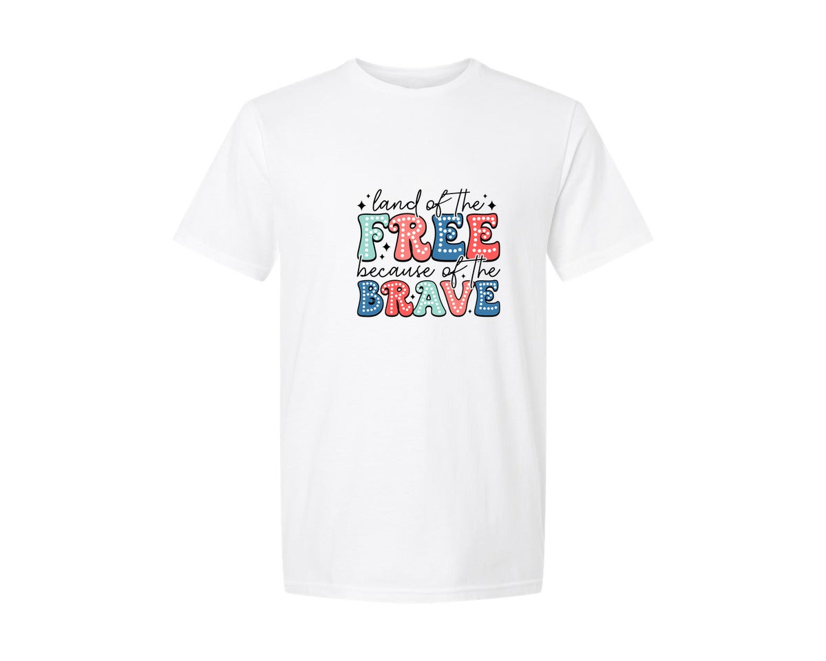 brand:Generic|color:White|Land Of The Free Memorial Day Graphic T-Shirt