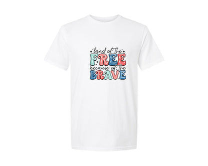 brand:Generic|color:White|Land Of The Free Memorial Day Graphic T-Shirt