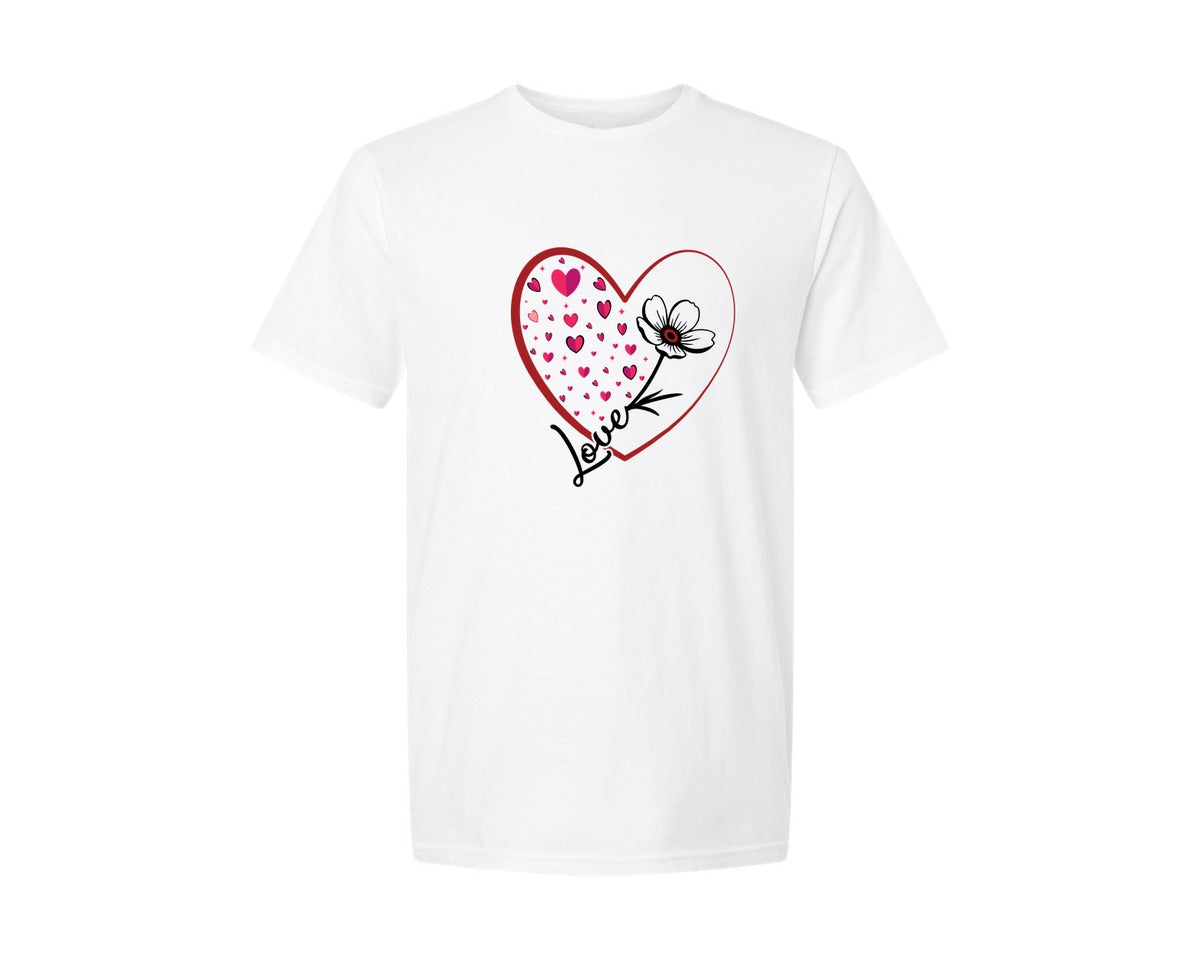 brand:Generic|color:White|Love Heart Valentines Day 4 Graphic T-Shirt