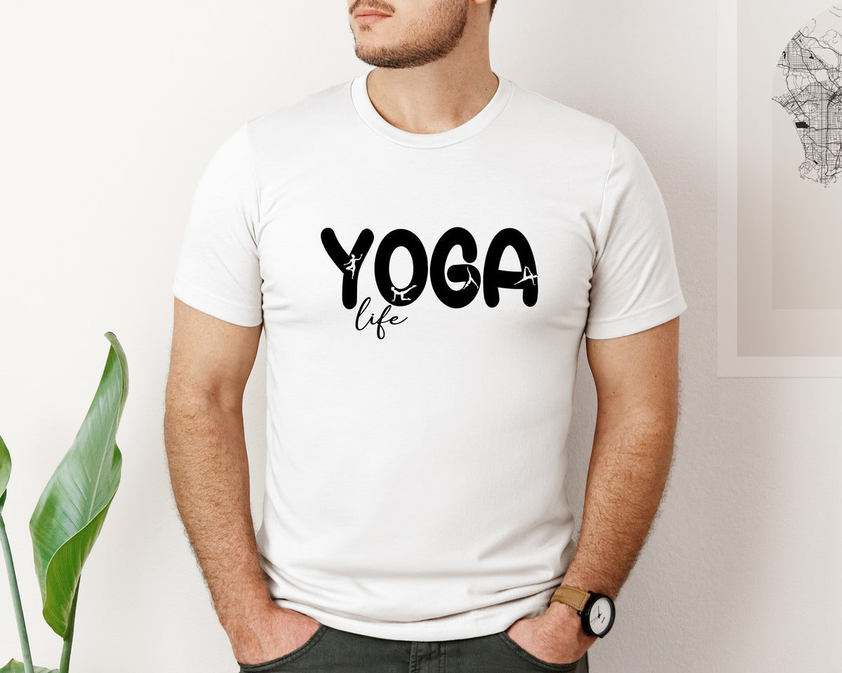 brand:Bella Canvas|color:White|Yoga Life File Yoga Lifestyle Graphic T-Shirt