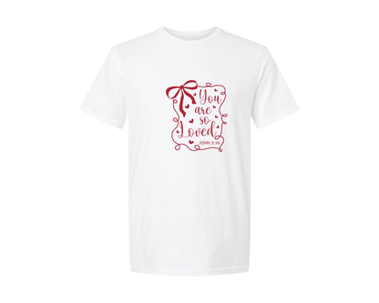 brand:Generic|color:White|Coquette Bow You Are So Loved John Graphic T-Shirt