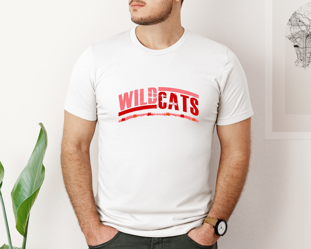 brand:Bella Canvas|color:White|Wildcats Retro Varsity Graphic T-Shirt