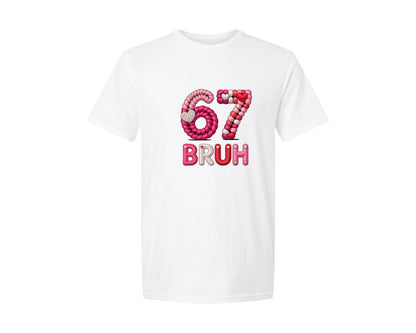 brand:Generic|color:White|Crochet Valentine Bruh 67 Meme Shirt Graphic T-Shirt