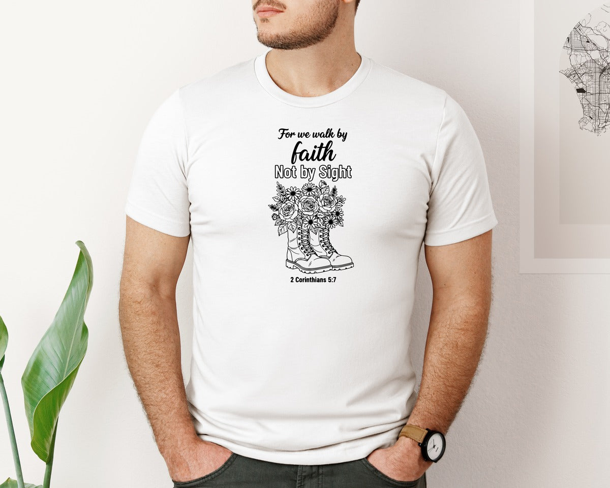 brand:Bella Canvas|color:White|Walk By Faith Not By Sight Faith 2 Graphic T-Shirt
