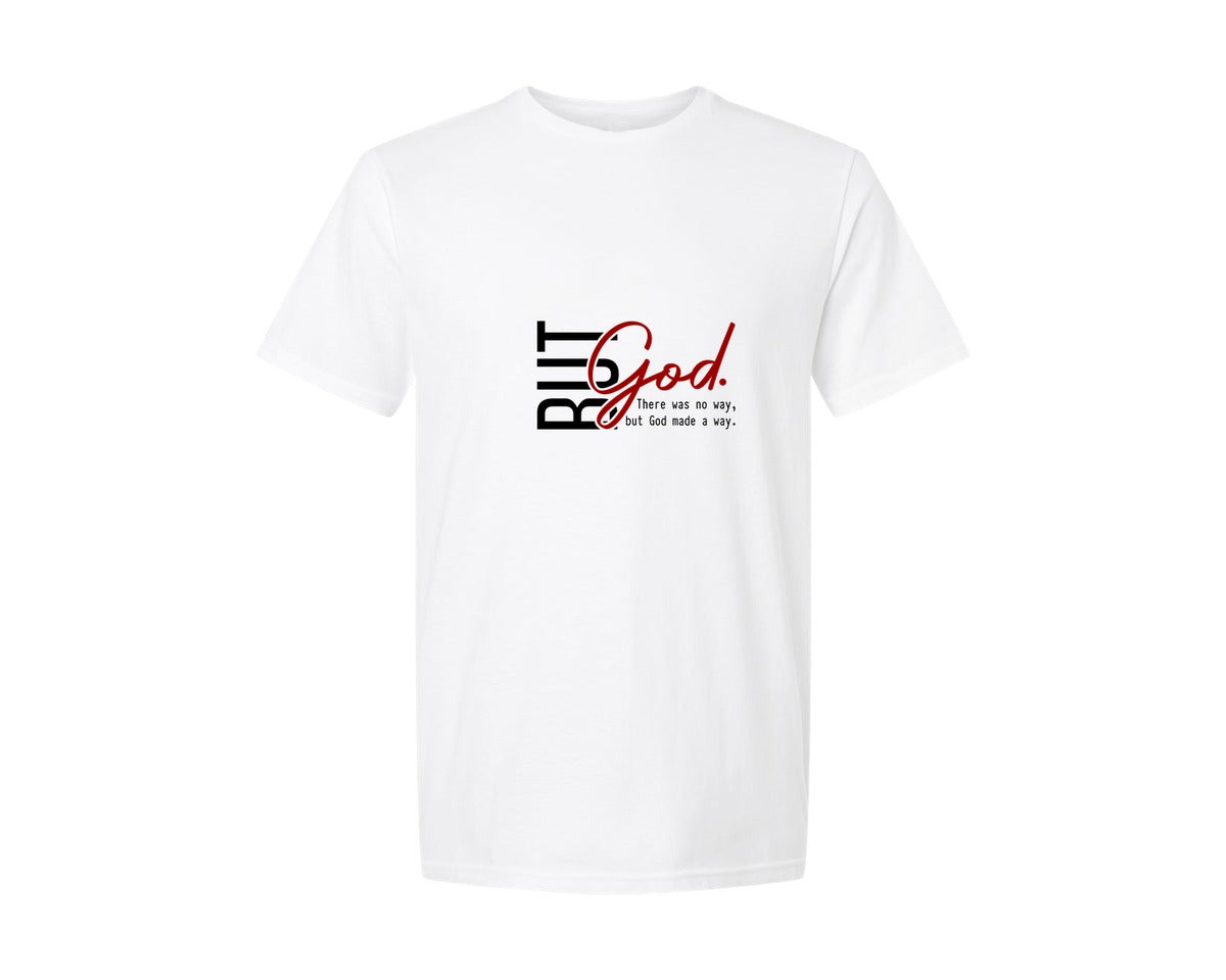 brand:Generic|color:White|But God Religious Faith Graphic T-Shirt