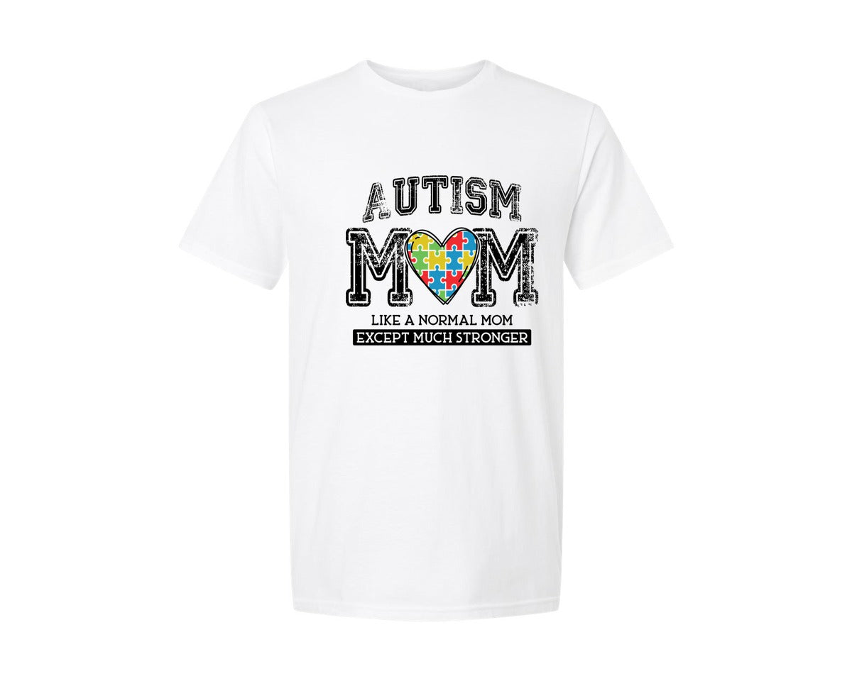 brand:Generic|color:White|Autism Mom Heart Autism Mama Graphic T-Shirt