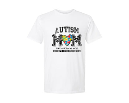 brand:Generic|color:White|Autism Mom Heart Autism Mama Graphic T-Shirt
