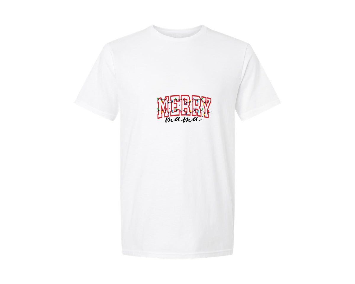 brand:Generic|color:White|Merry Mama Christmas 2 Graphic T-Shirt