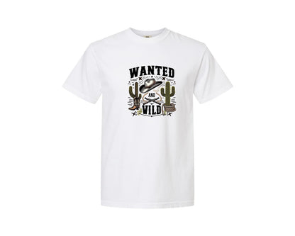 brand:Comfort Colors|color:White|Western Wanted And Wild T Shirt Graphic T-Shirt