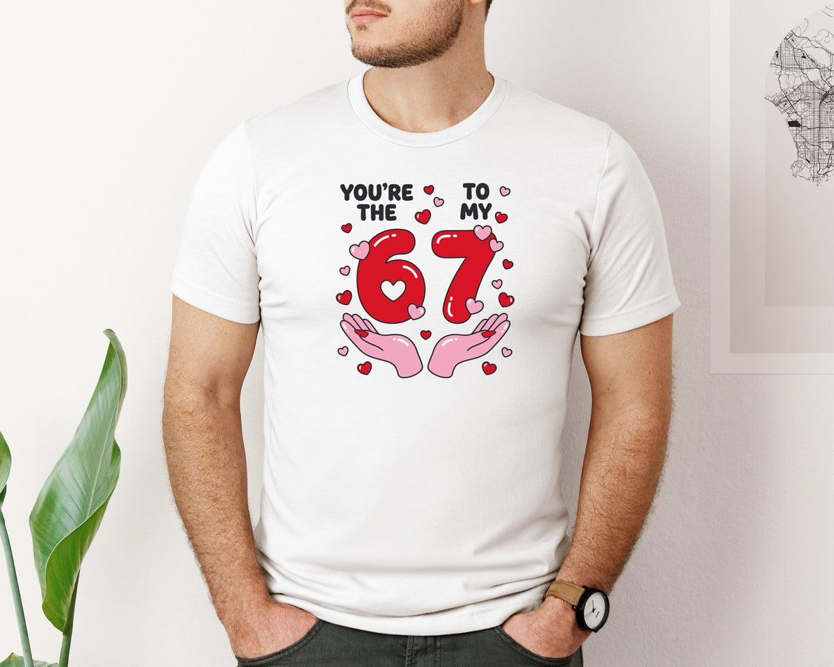 brand:Bella Canvas|color:White|Valentine Youre The 6 To My 7 Graphic T-Shirt