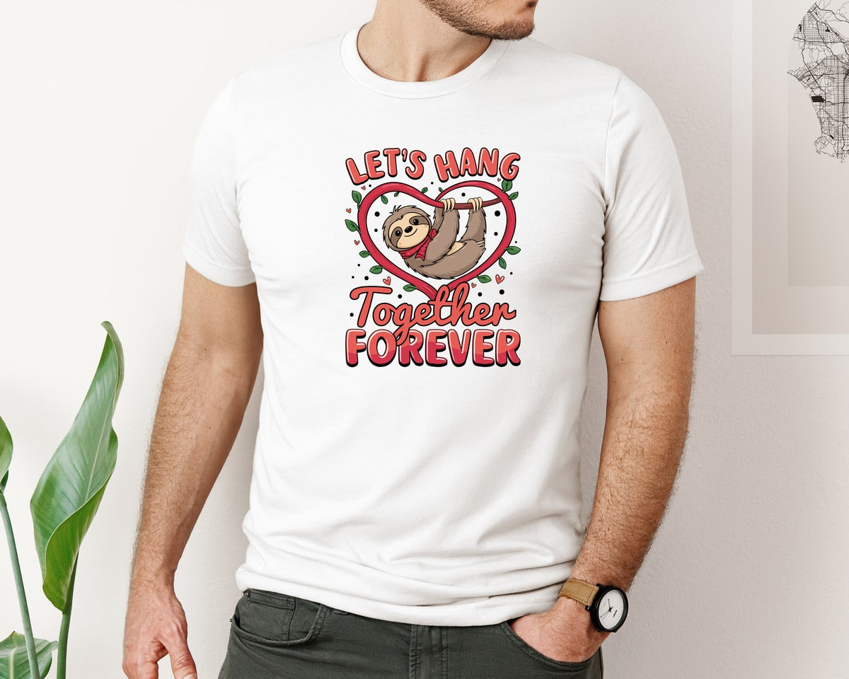 brand:Bella Canvas|color:White|Sloth Valentines Graphic Graphic T-Shirt
