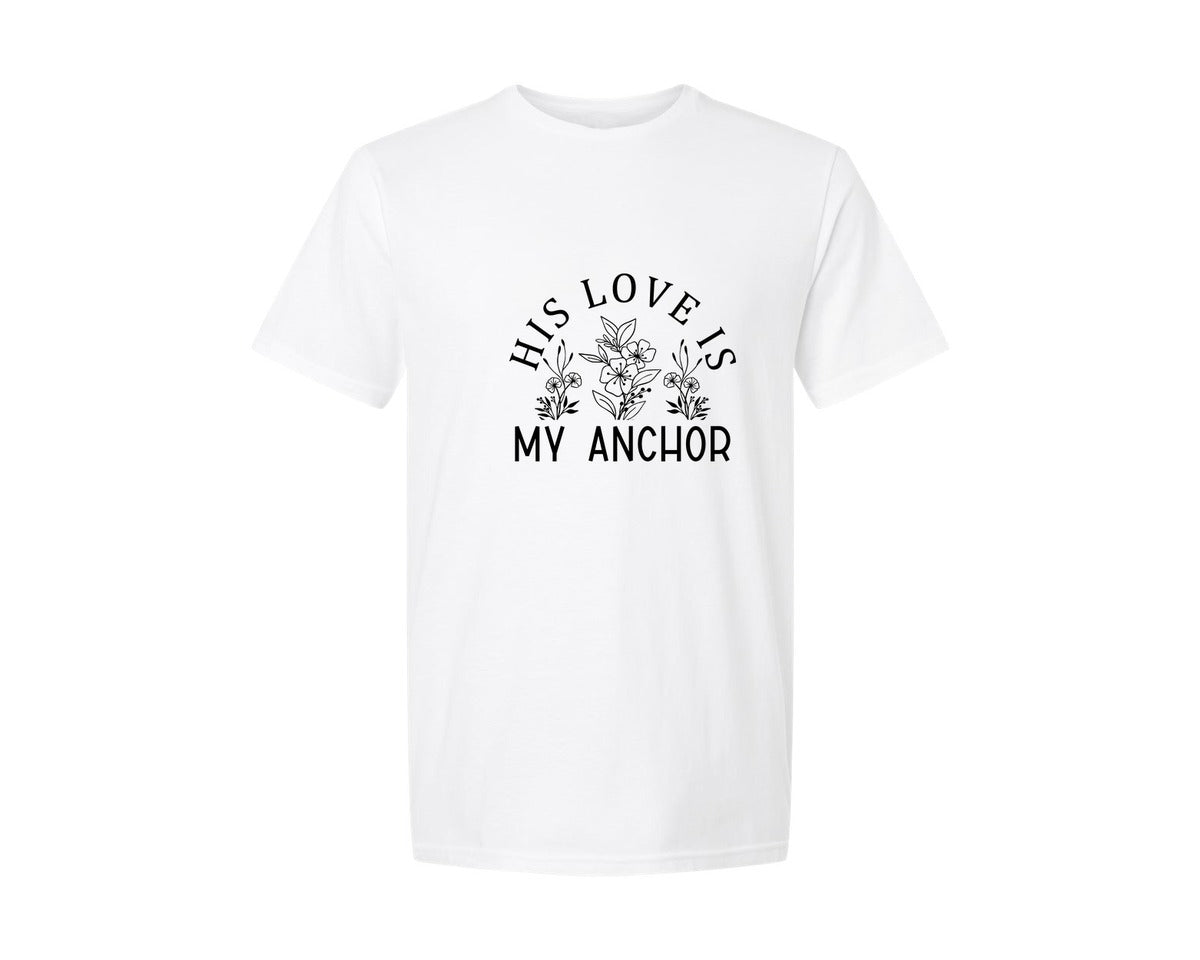 brand:Generic|color:White|His Love Is My Anchor Christian Graphic T-Shirt