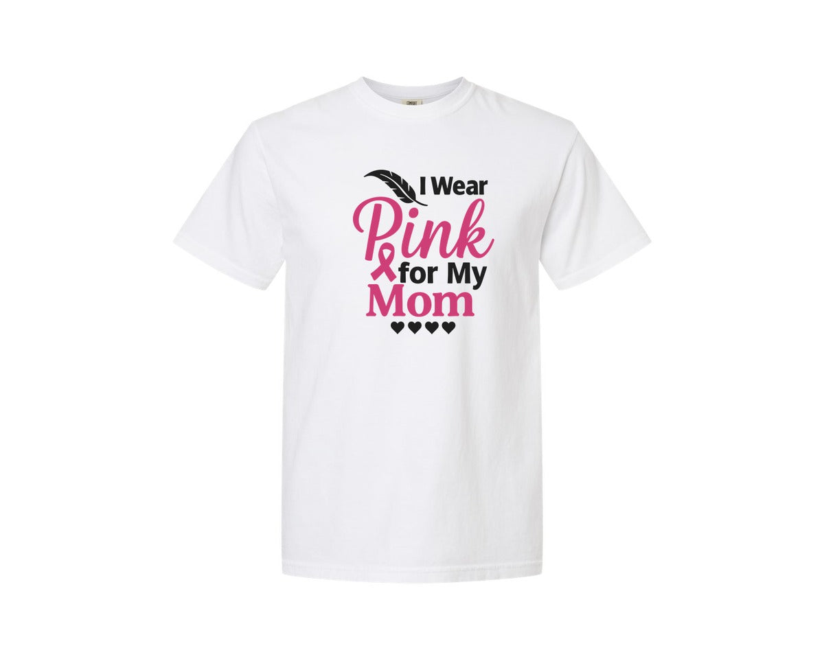 brand:Comfort Colors|color:White|Feather Ribbon Mom Graphic T-Shirt