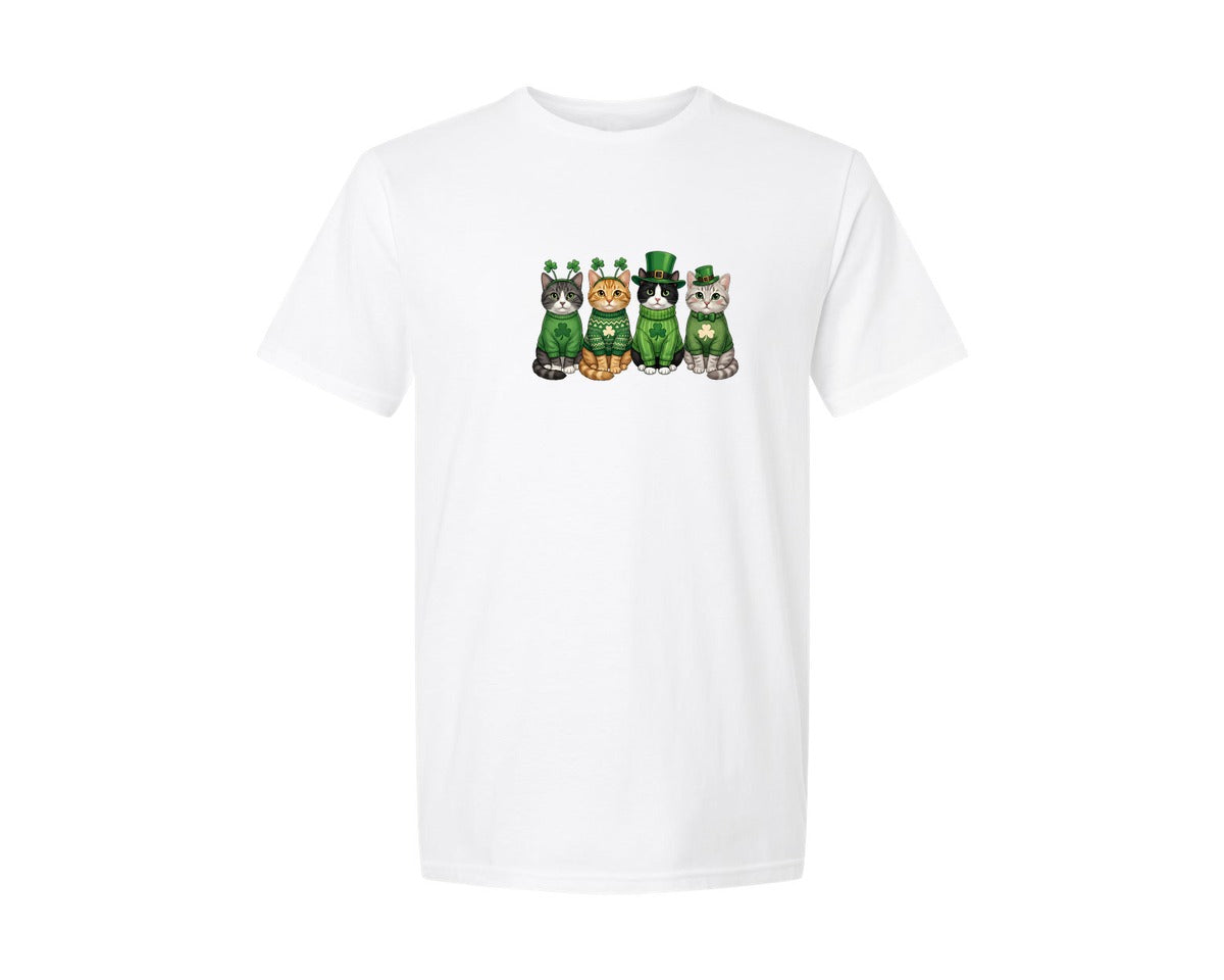 brand:Generic|color:White|St Patricks Day Cats 2 Graphic T-Shirt