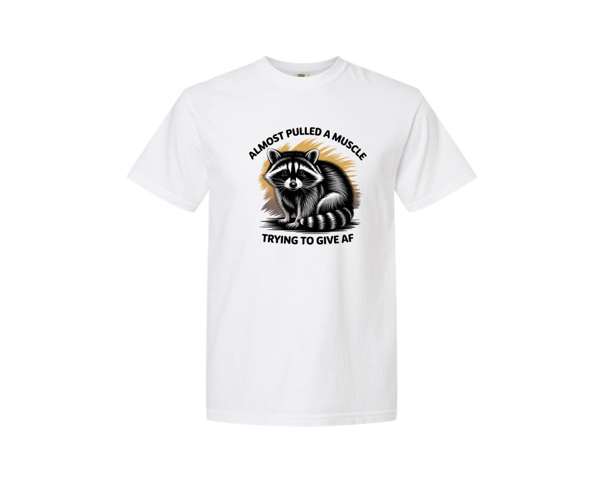 brand:Comfort Colors|color:White|Funny Raccoon Sarcastic Quote Graphic T-Shirt
