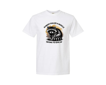brand:Comfort Colors|color:White|Funny Raccoon Sarcastic Quote Graphic T-Shirt
