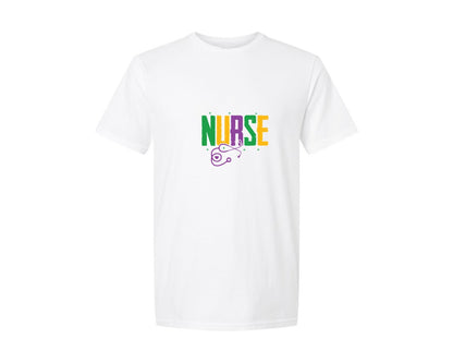 brand:Generic|color:White|Nurse Mardi Gras Mardi Gras Nurse Graphic T-Shirt