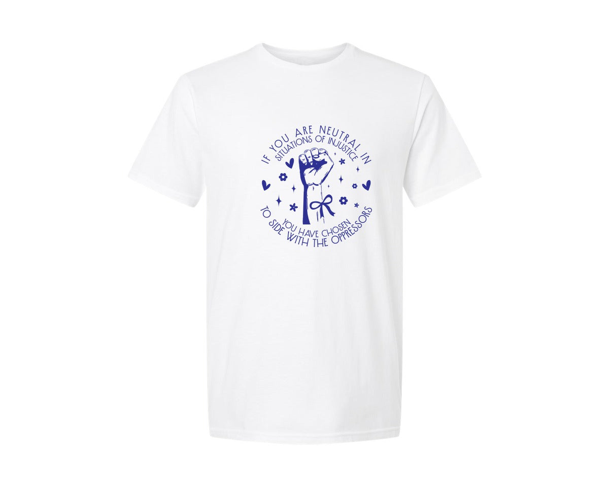 brand:Generic|color:White|If You Are Neutral In Situations Of Inju 2 Graphic T-Shirt