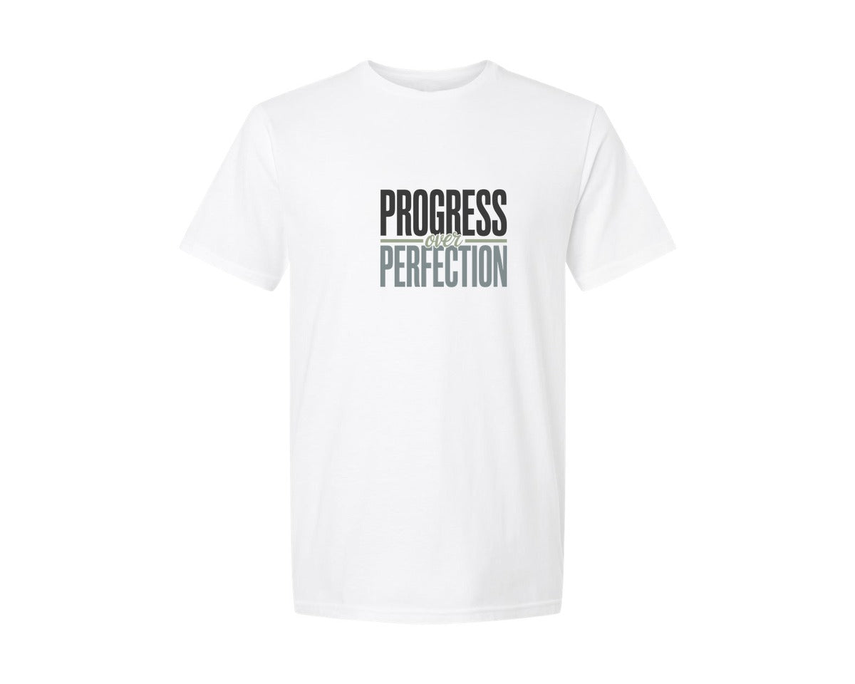 brand:Generic|color:White|Progress Over Perfection Motivational 4 Graphic T-Shirt