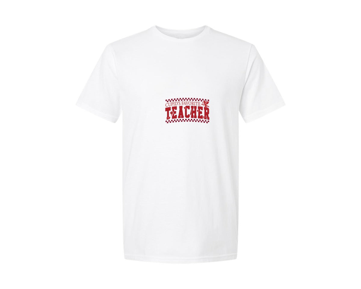 brand:Generic|color:White|Cupids Favorite Teacher Valentine 3 Graphic T-Shirt