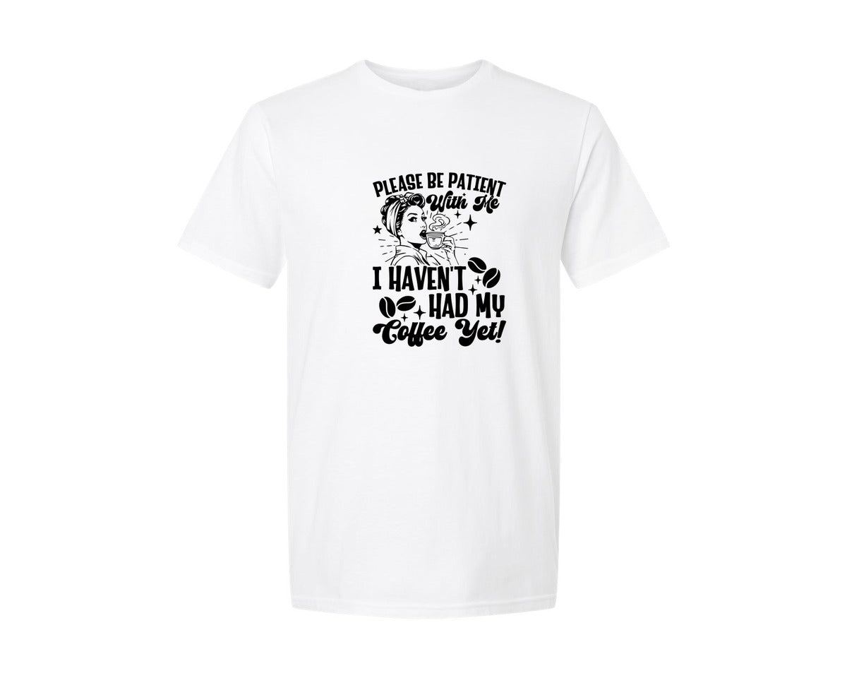 brand:Generic|color:White|Funny Retro Girl Coffee Lover Quote Graphic T-Shirt