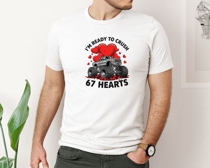 brand:Bella Canvas|color:White|Monster Truck Valentine Design Graphic T-Shirt