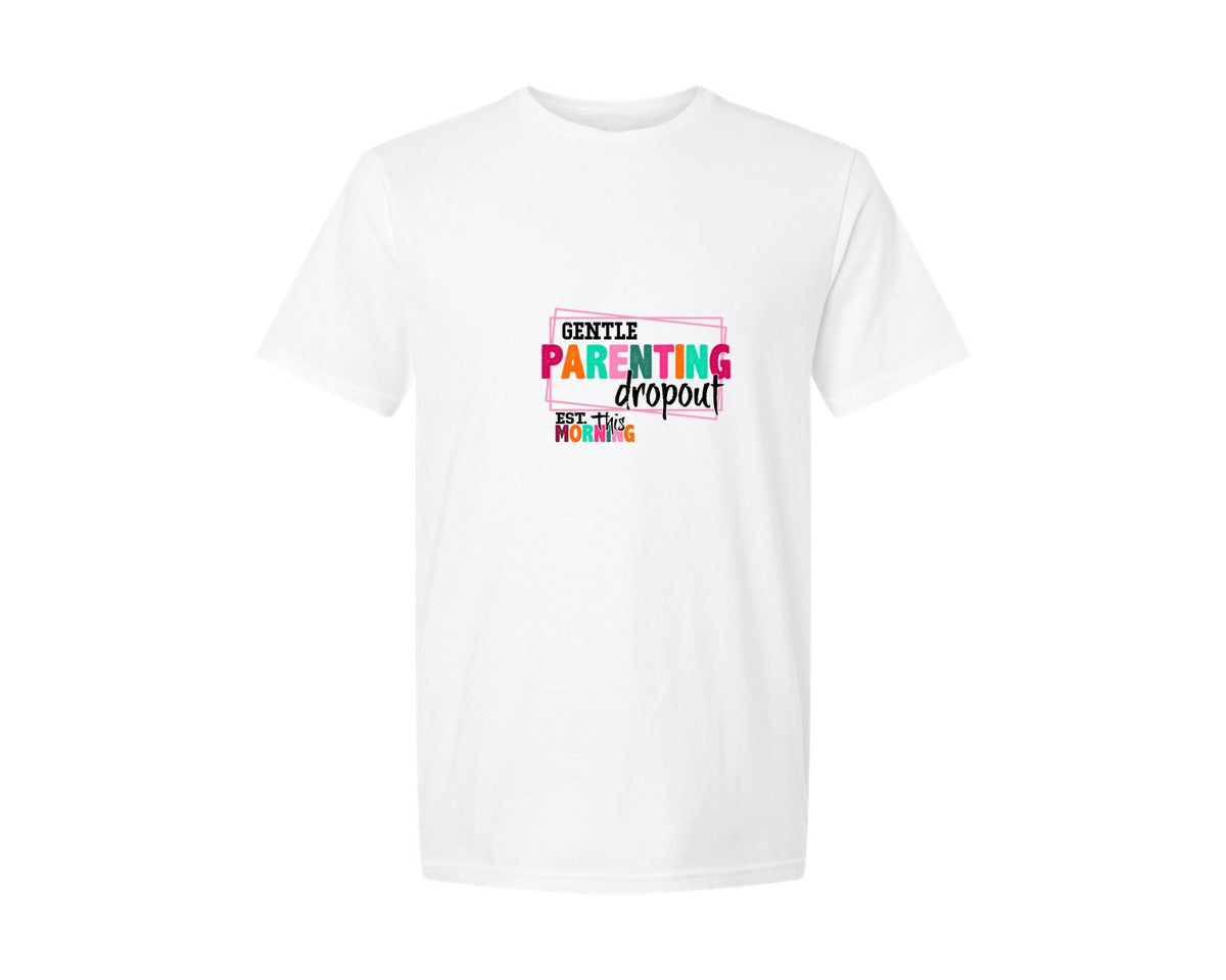 brand:Generic|color:White|Gentle Parenting Dropout Svgmothers Day 2 Graphic T-Shirt