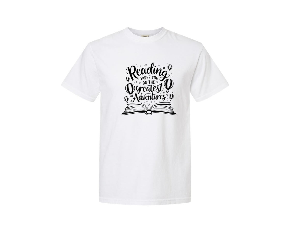 brand:Comfort Colors|color:White|Reading Takes You On The Greatest Advent 4 Graphic T-Shirt