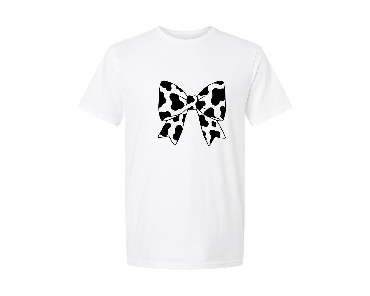 brand:Generic|color:White|Coquette Cow Print Bow Graphic T-Shirt