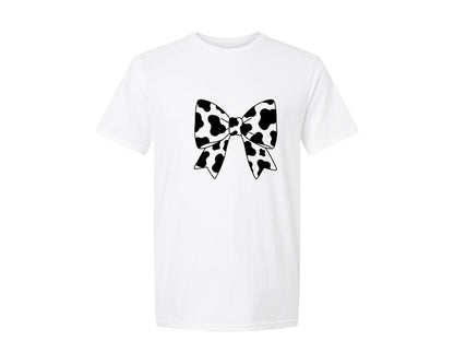 brand:Generic|color:White|Coquette Cow Print Bow Graphic T-Shirt