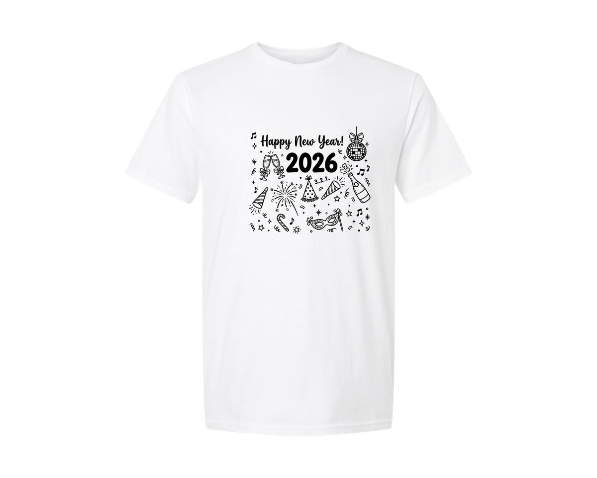 brand:Generic|color:White|Coquette New Year 2026 New Year Eve Graphic T-Shirt