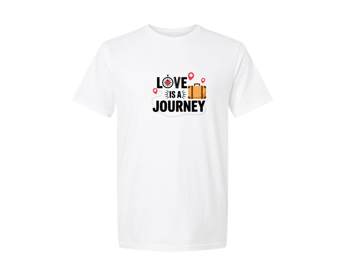 brand:Generic|color:White|Love Is A Journey Cute Travel Themed Graphic T-Shirt