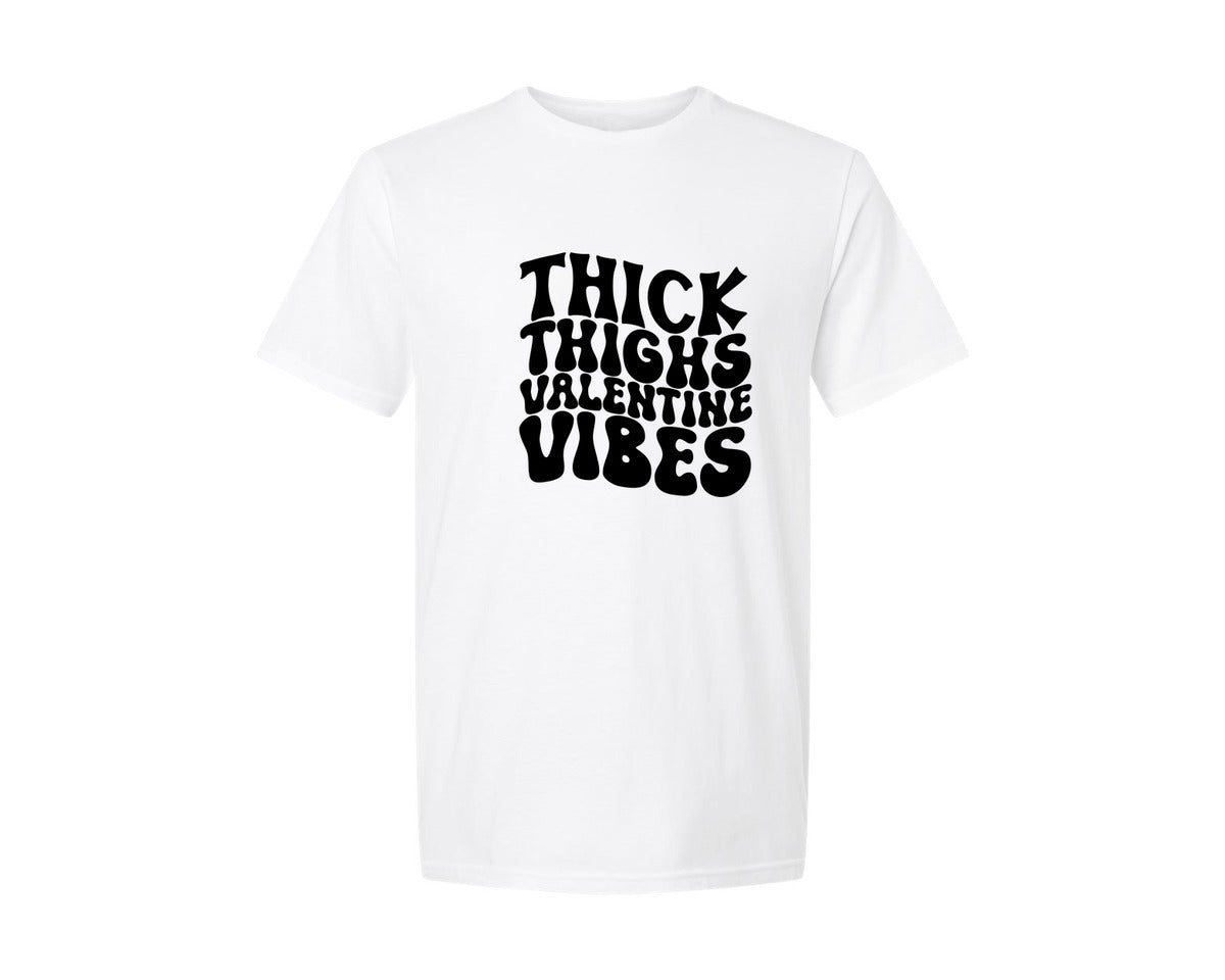 brand:Generic|color:White|Thick Thighs Valentine Vibes 42 Graphic T-Shirt