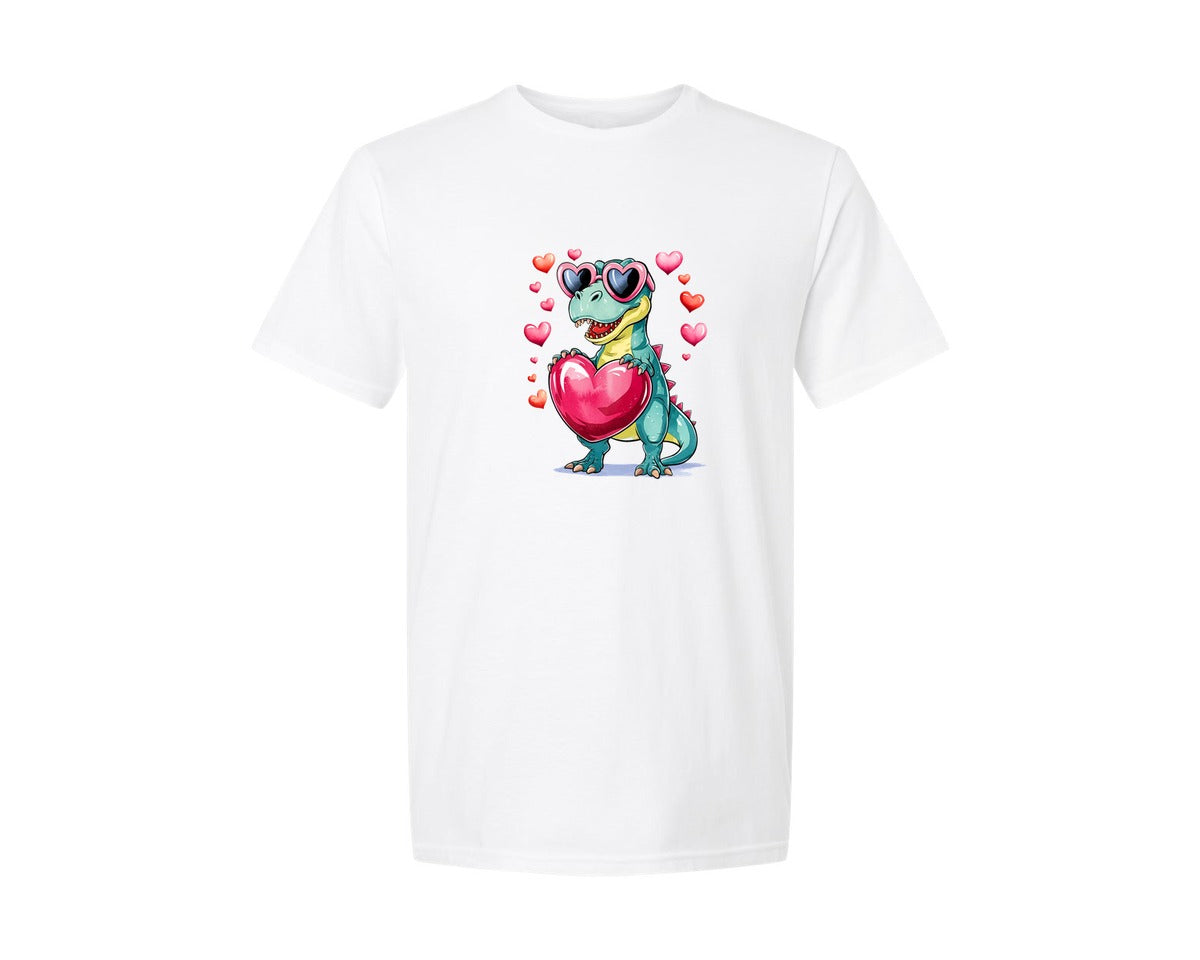 brand:Generic|color:White|Cute Dinosaur Valentine Dino Graphic T-Shirt